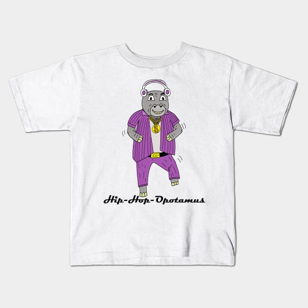 Hip-Hop-Opotomus Kids T-Shirt by Monkey Punch